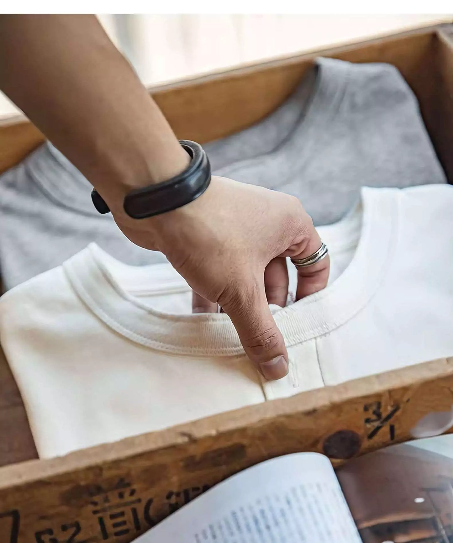 Alex Shogun Henley Long-Sleeve Tee - Alex Shogun Men's Henley Long Sleeve T-Shirt - Cotton, Ivory Buttons Alex Shogun Men's Clothes