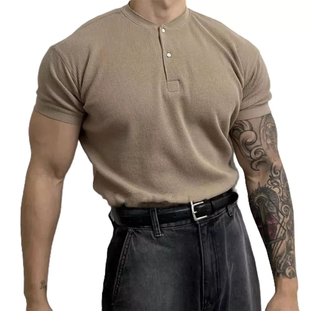 Alexshogun Style Waffle Knit T-Shirt for Men | Chic Half
