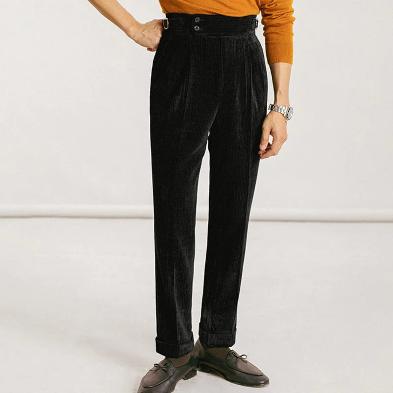 High Waist Corduroy Trousers - High Waist Corduroy Trousers Alex Shogun Men's Clothes
