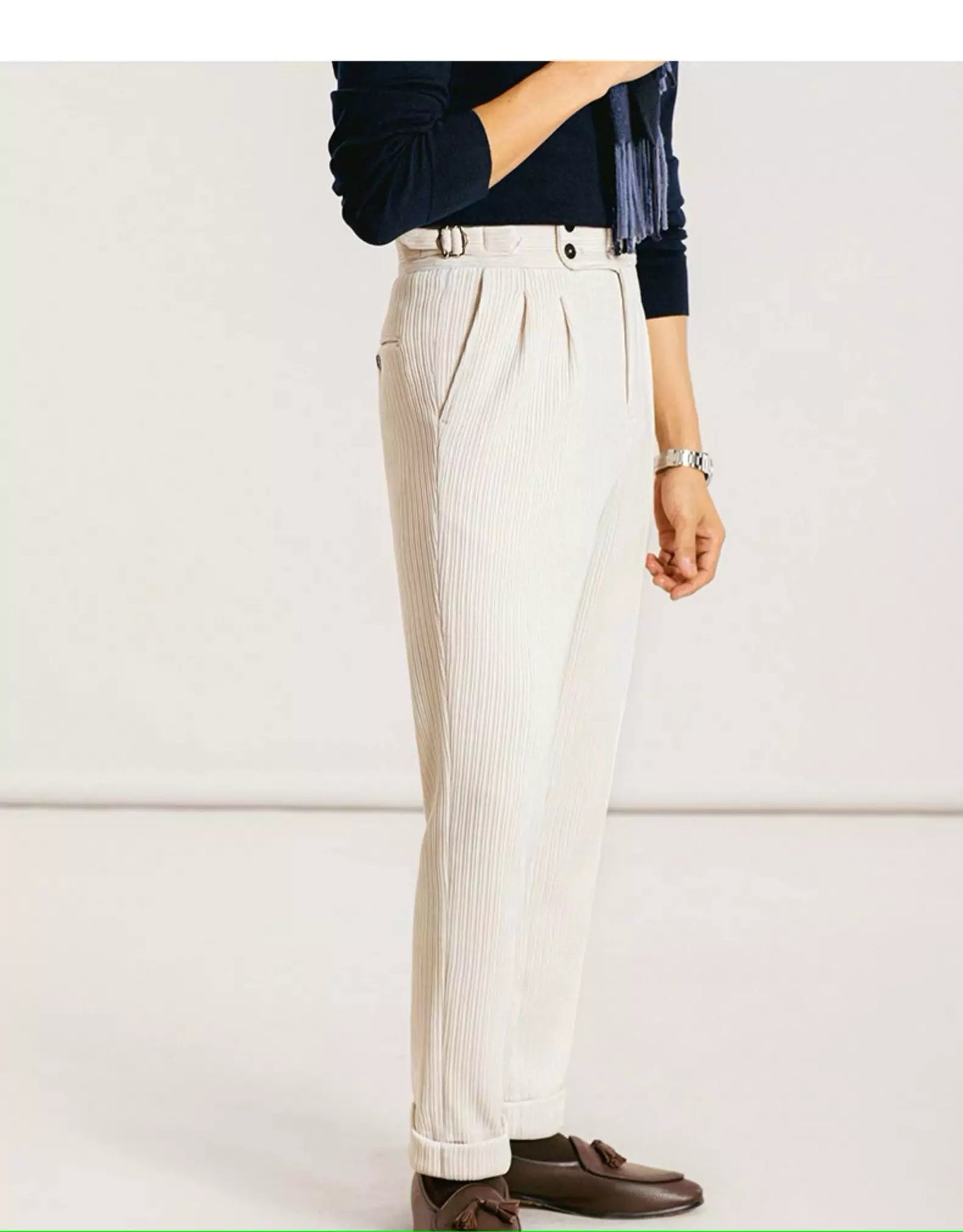 High Waist Corduroy Trousers - High Waist Corduroy Trousers Alex Shogun Men's Clothes