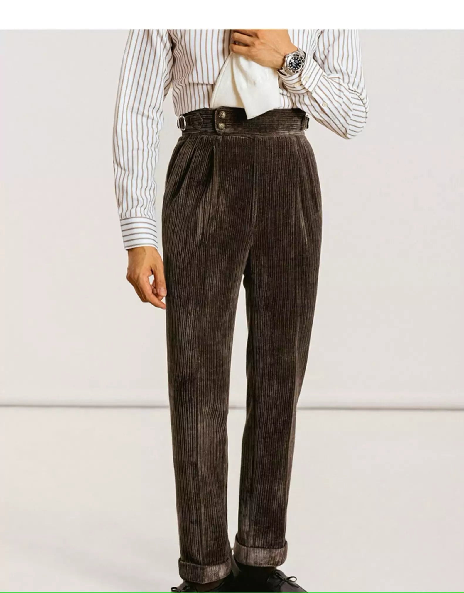 High Waist Corduroy Trousers - High Waist Corduroy Trousers Alex Shogun Men's Clothes