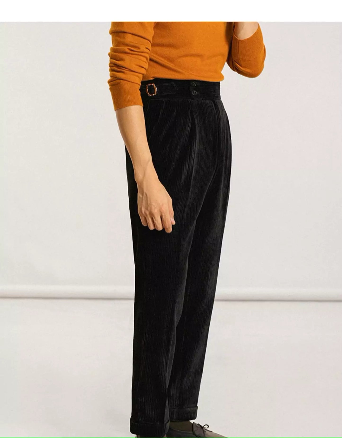 High Waist Corduroy Trousers - High Waist Corduroy Trousers Alex Shogun Men's Clothes