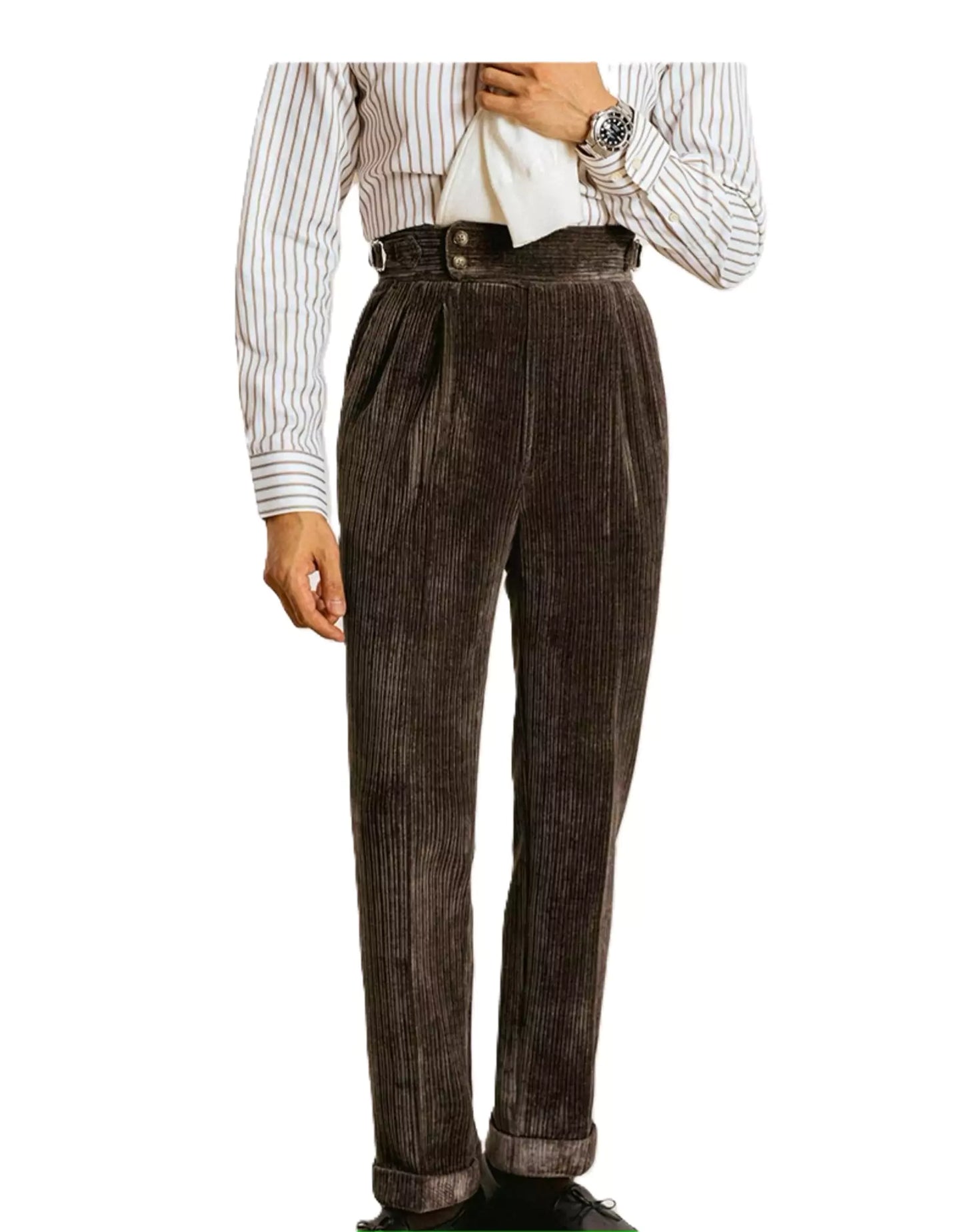 High Waist Corduroy Trousers - High Waist Corduroy Trousers Alex Shogun Men's Clothes