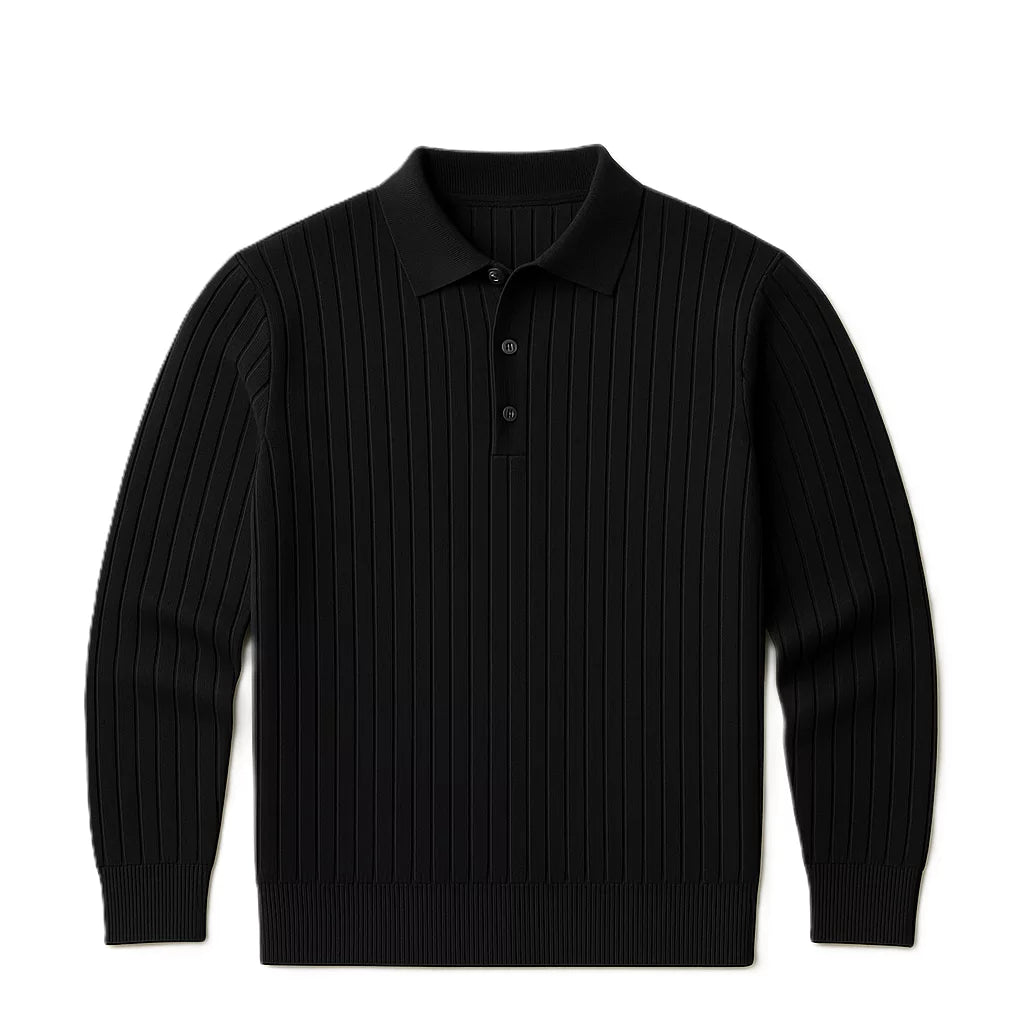 Jacquard Long-Sleeve Polo-Shirt - Men's Jacquard Long-Sleeve Polo-Shirt : Masculine & Confident Style Alex Shogun Men's Clothes