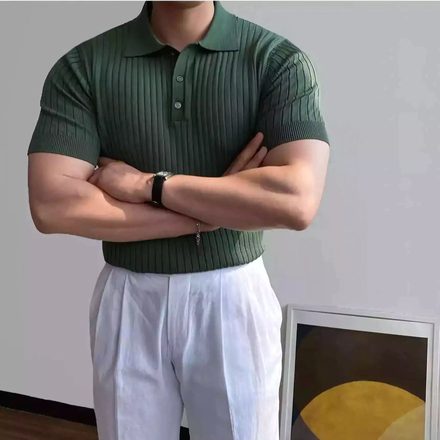 Old World Vintage Knit Polo Shirt - Shop Old World Retro Knitted Polo Shirts - Vintage Knit Polo Alex Shogun Men's Clothes