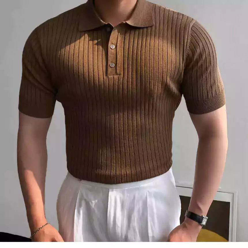 Old World Vintage Knit Polo Shirt - Shop Old World Retro Knitted Polo Shirts - Vintage Knit Polo Alex Shogun Men's Clothes