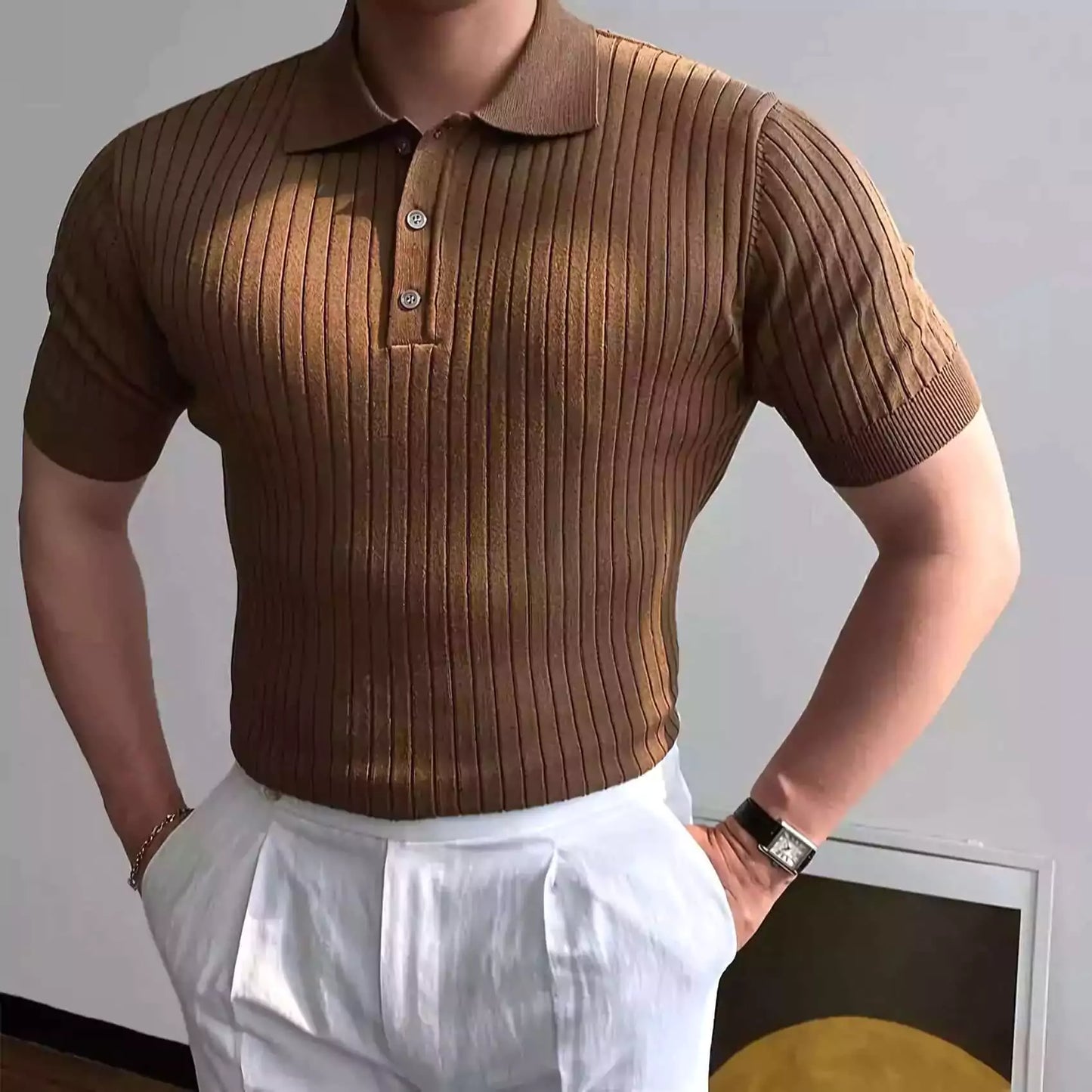 Old World Vintage Knit Polo Shirt - Shop Old World Retro Knitted Polo Shirts - Vintage Knit Polo Alex Shogun Men's Clothes