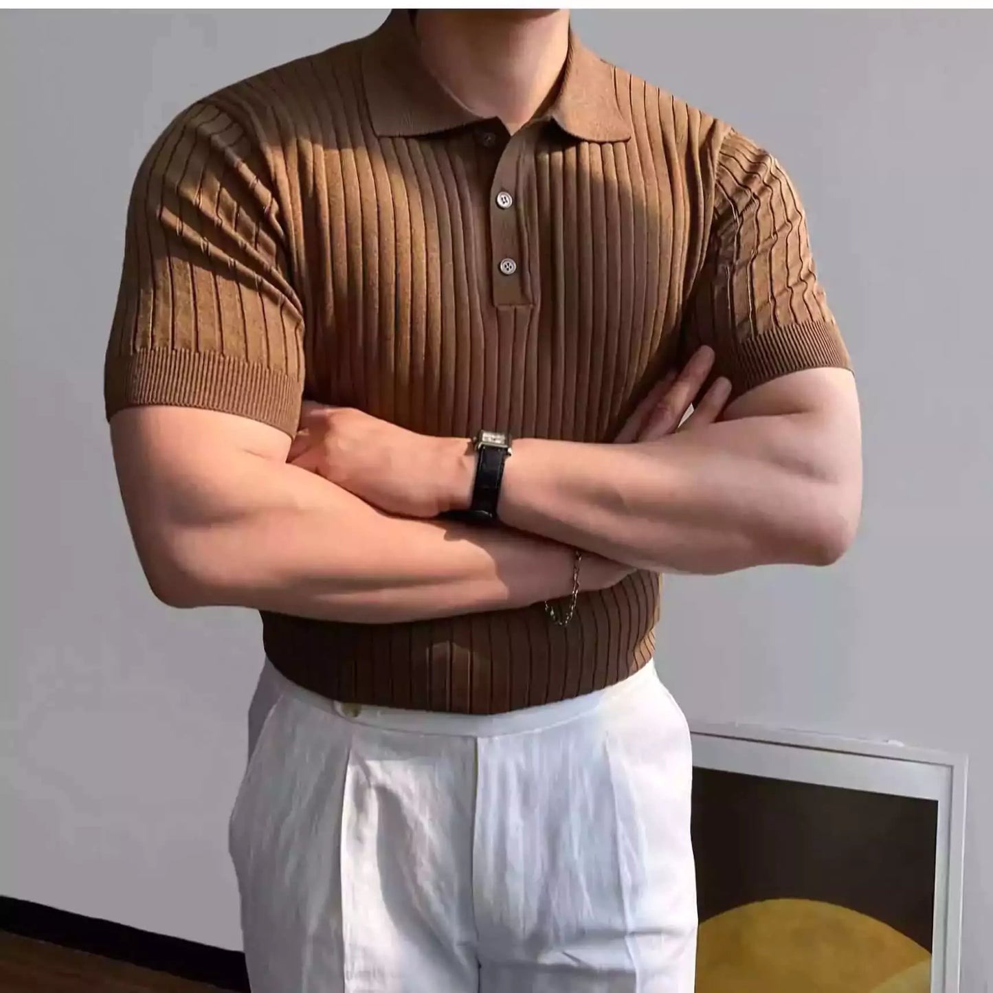 Old World Vintage Knit Polo Shirt - Shop Old World Retro Knitted Polo Shirts - Vintage Knit Polo Alex Shogun Men's Clothes