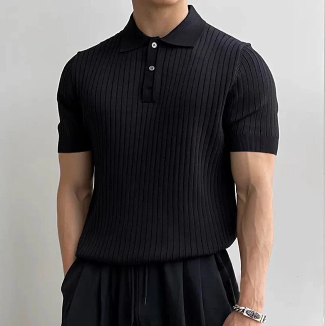 Old World Vintage Knit Polo Shirt - Shop Old World Retro Knitted Polo Shirts - Vintage Knit Polo Alex Shogun Men's Clothes