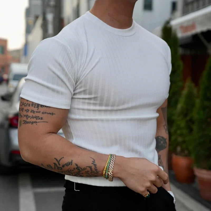 Prime Vertical Striped T-shirt - Alex Shogun Vertical Stripe T-Shirt | Relaxed Fit, Comfort Trend Look Alex Shogun Men's Clothes