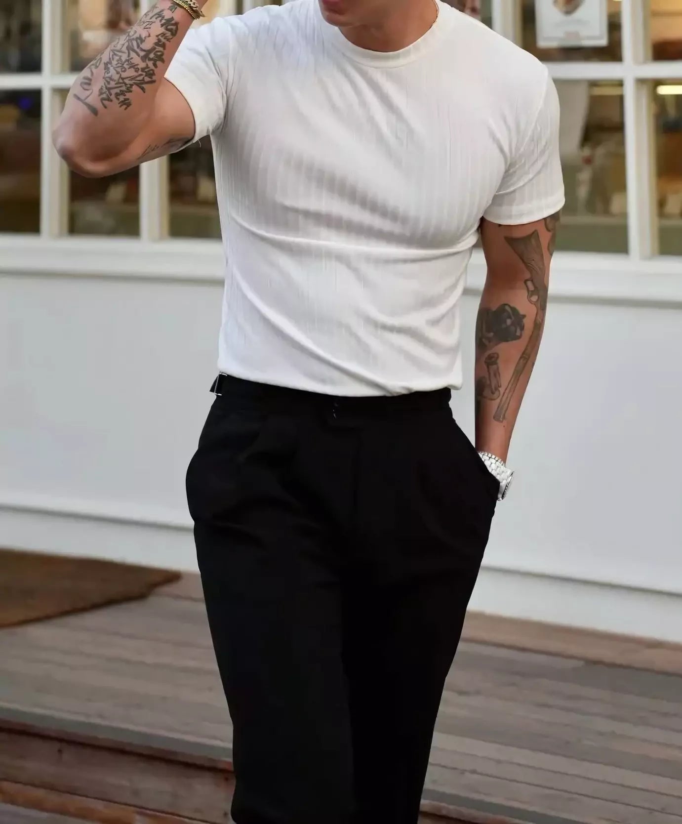 Prime Vertical Striped T-shirt - Alex Shogun Vertical Stripe T-Shirt | Relaxed Fit, Comfort Trend Look Alex Shogun Men's Clothes
