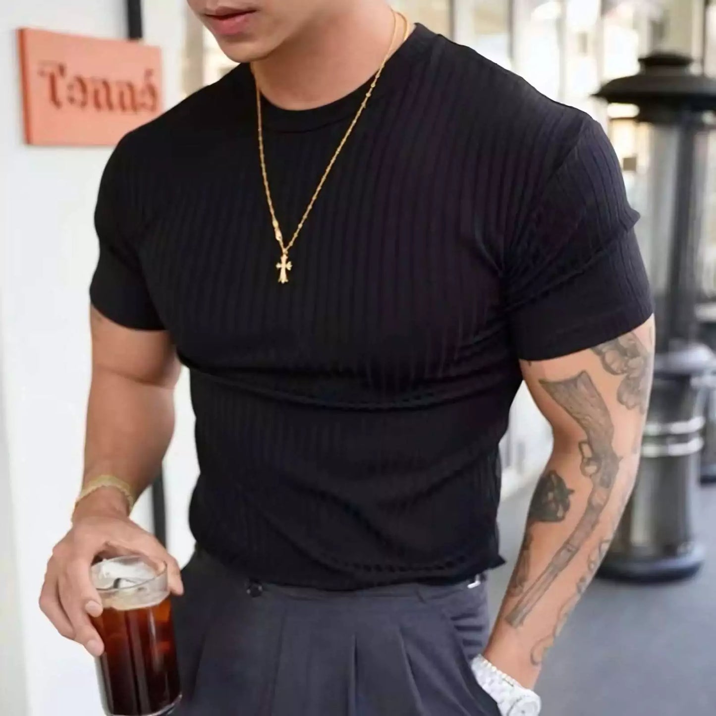 Prime Vertical Striped T-shirt - Alex Shogun Vertical Stripe T-Shirt | Relaxed Fit, Comfort Trend Look Alex Shogun Men's Clothes
