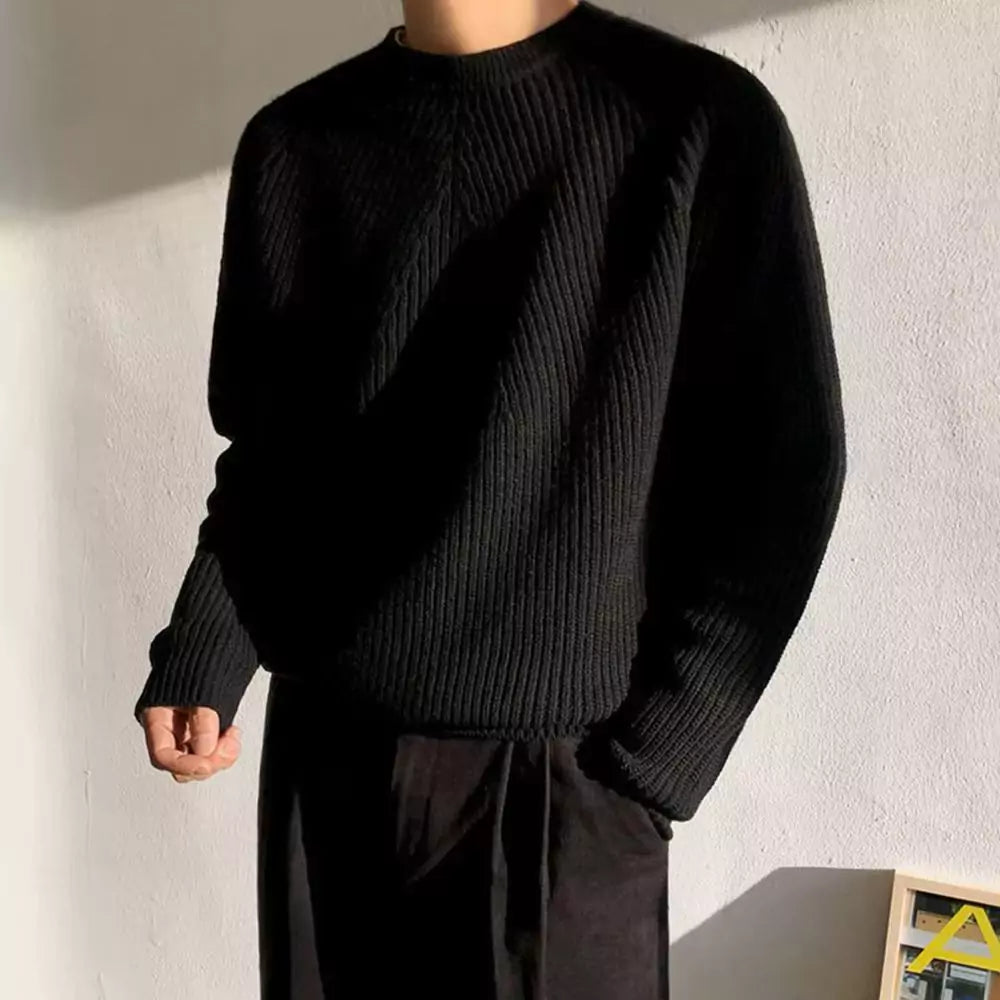 Saville Knit Crew – Round Neck Sweater - Men's Crew Neck Sweater | Cotton Knit Pullover | Alex Shogun Alex Shogun Men's Clothes