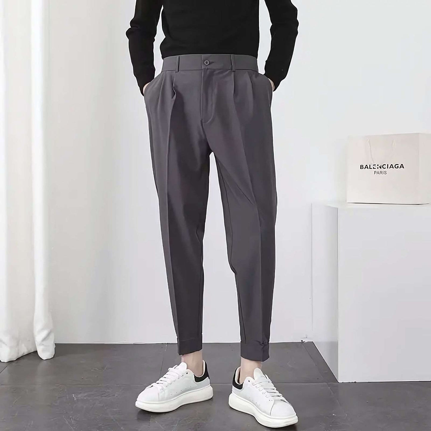 Seoul Tapered Pleat Pants - Best Seoul Tapered Pleat Pants - Korean Style Slim Fit Trousers Alex Shogun Men's Clothes