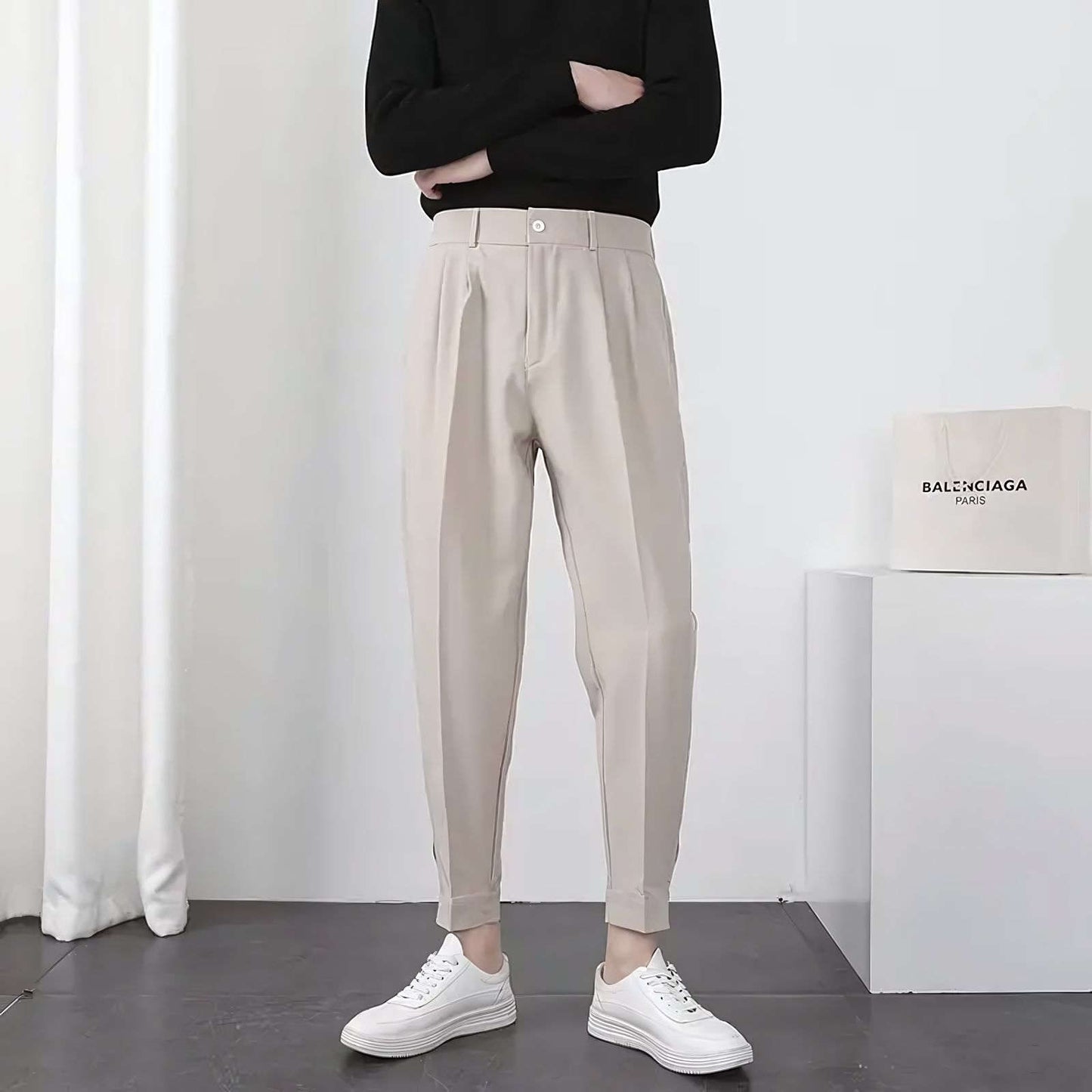 Seoul Tapered Pleat Pants - Best Seoul Tapered Pleat Pants - Korean Style Slim Fit Trousers Alex Shogun Men's Clothes