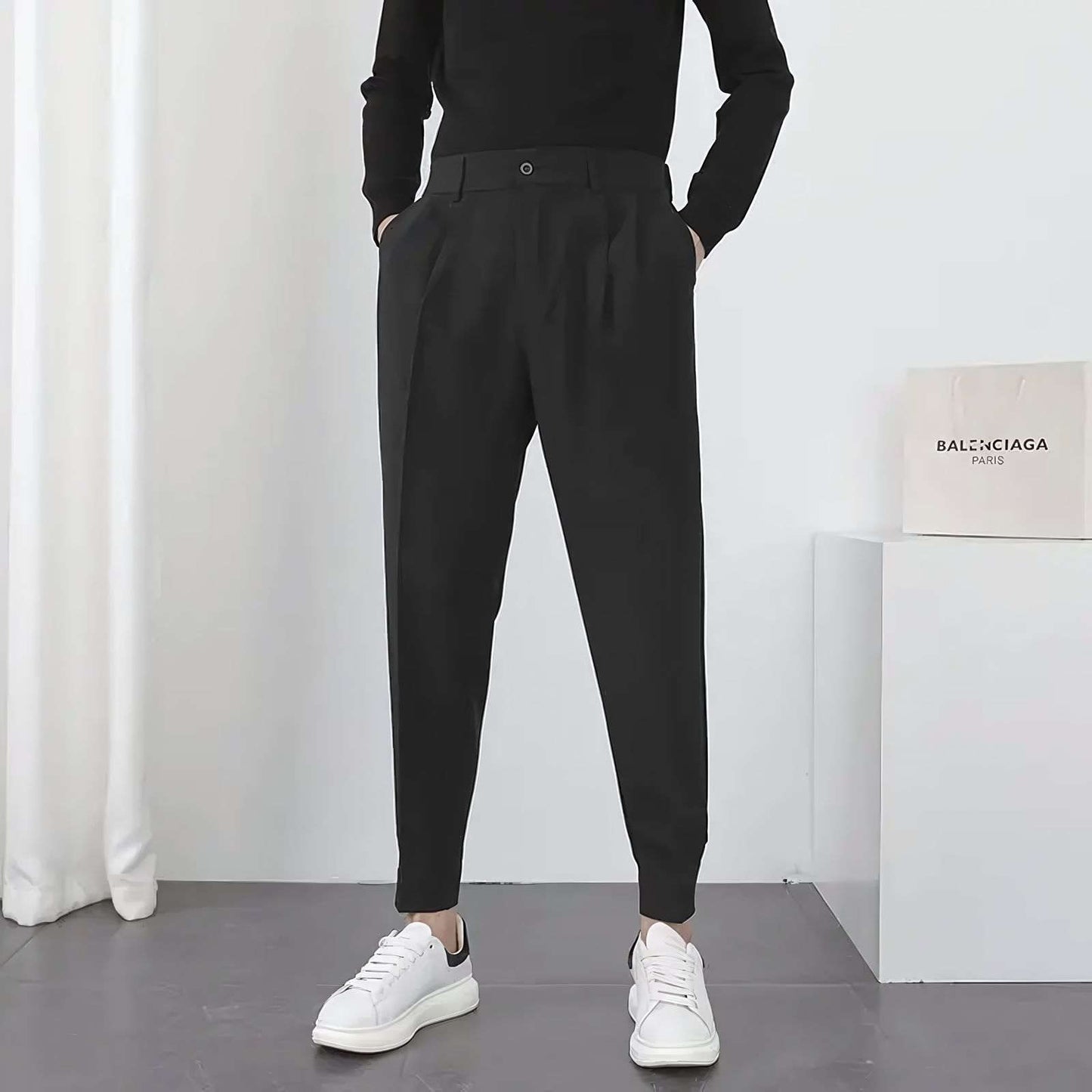 Seoul Tapered Pleat Pants - Best Seoul Tapered Pleat Pants - Korean Style Slim Fit Trousers Alex Shogun Men's Clothes