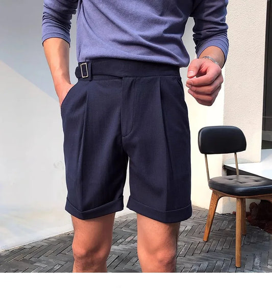 The Alt-Belt Short - Men's Formal Pleated Shorts | Diagonal Buckle Summer | Alex Shogun Alex Shogun Men's Clothes