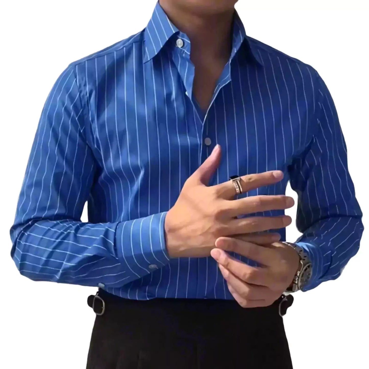 The Davies Dress Stripe Shirt - Men's Striped Dress Shirt | Non-Iron Long Sleeve | Alex Shogun Alex Shogun Men's Clothes