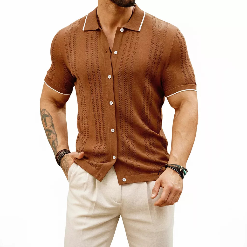 Men's Cuban Collar Shirt | Dark Masculine Style