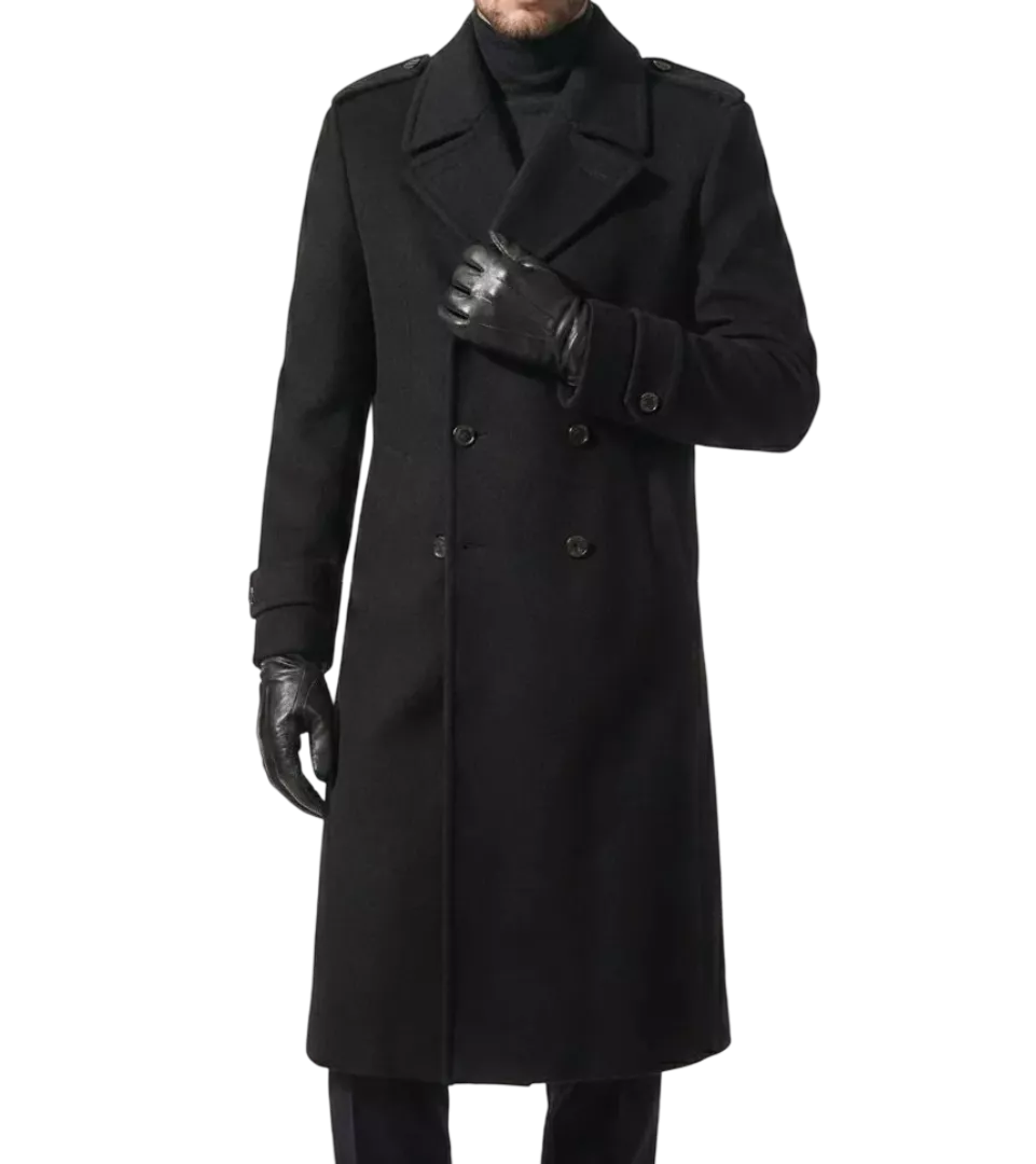 Men's Double Breasted Wool Overcoat | Dark Masculine | Alex Shogun