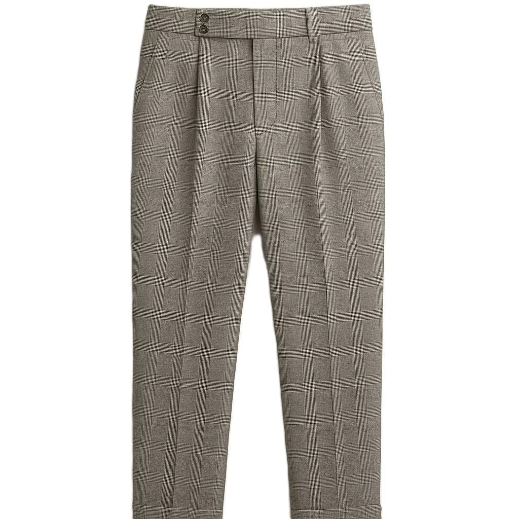 The Naple Checkered Trousers - Men's Checkered Pleated Trousers | Elegant Style | Alex Shogun Alex Shogun Men's Clothes