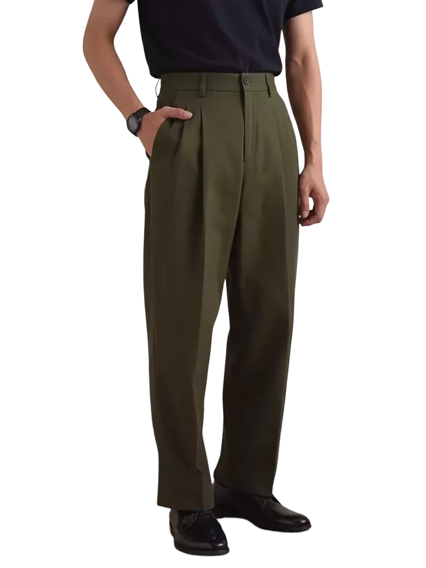 Men's High Waist Pleated Trousers | Italian Fit