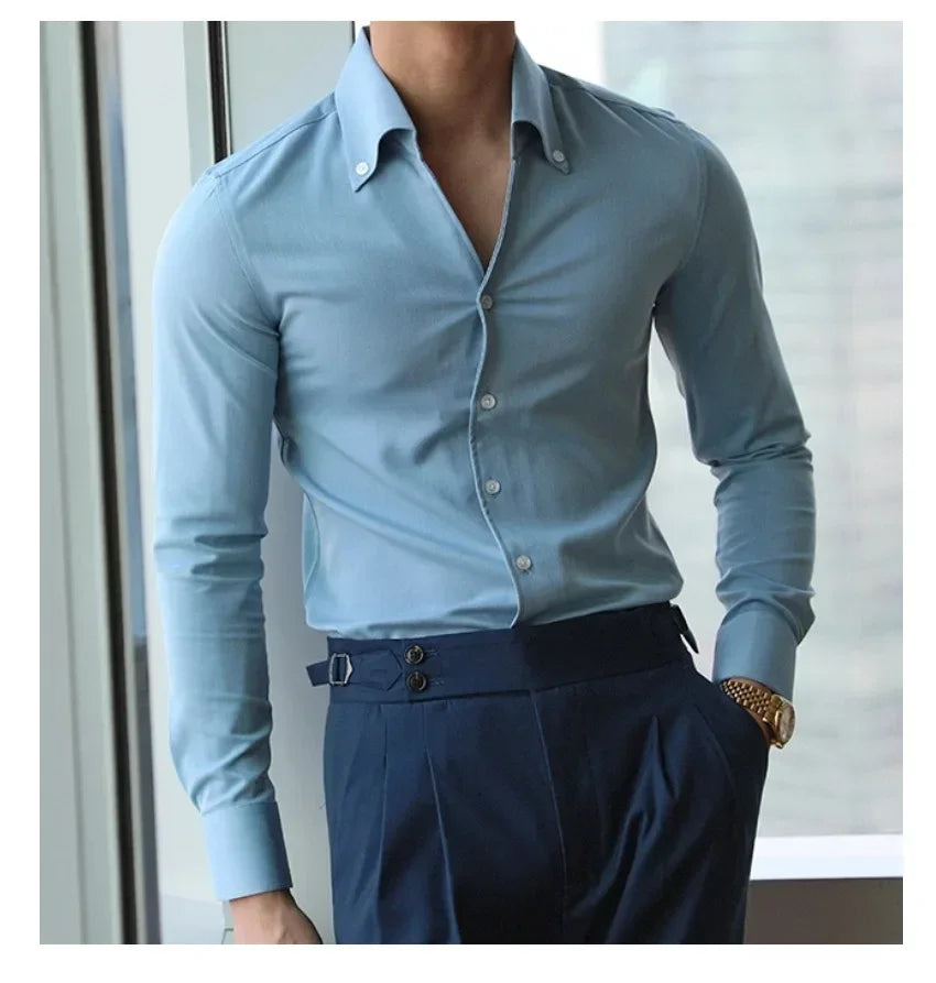 The Sartorial Slim Italian Collar Shirt - Italian Collar Shirt: Slim Fit, Wrinkle-Free, Luxury Menswear Alex Shogun Men's Clothes