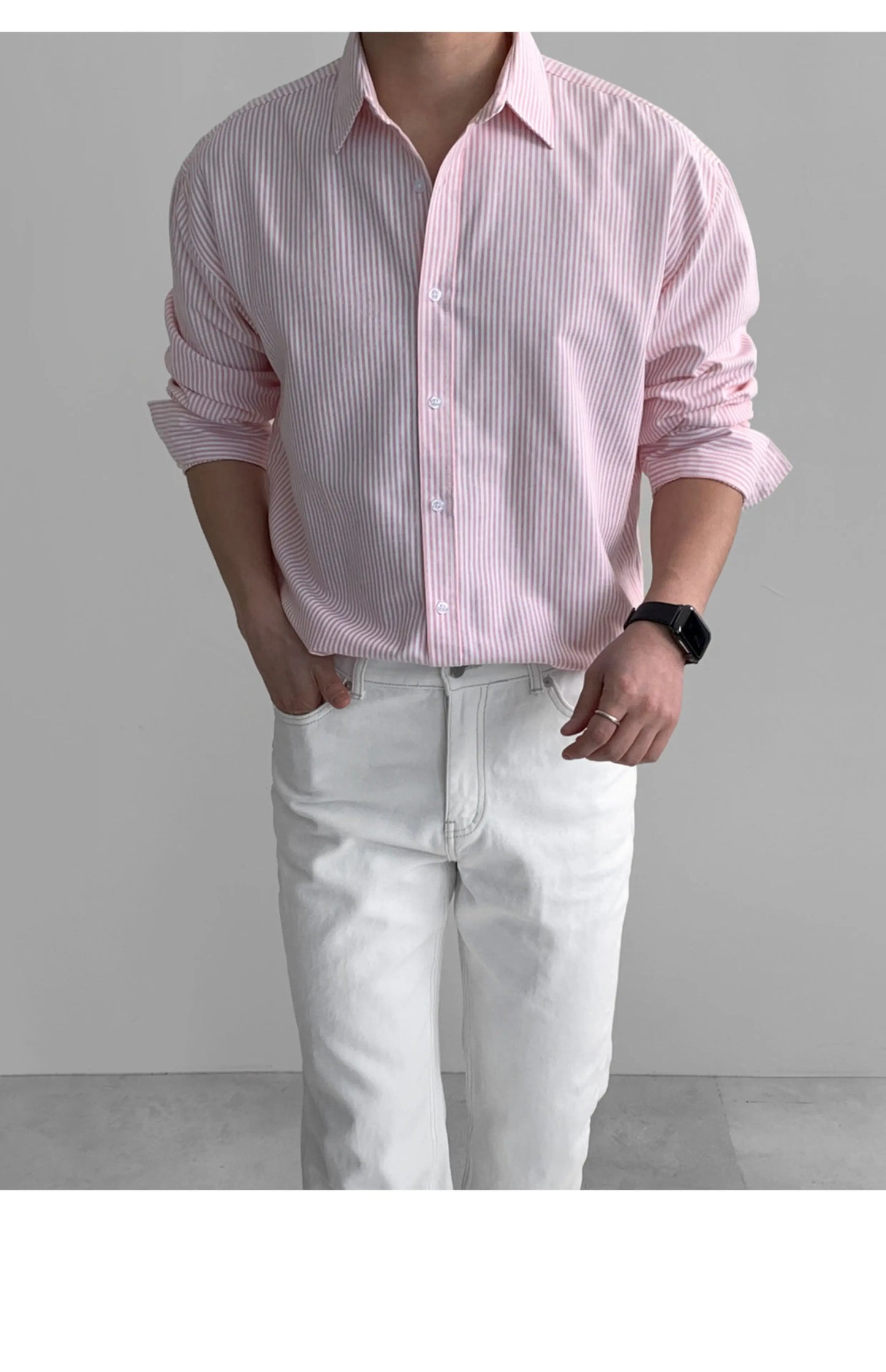 The Osaka Chill Striped Shirt - Oversized Striped Shirt – Blue & White Button Down Alex Shogun Men's Clothes