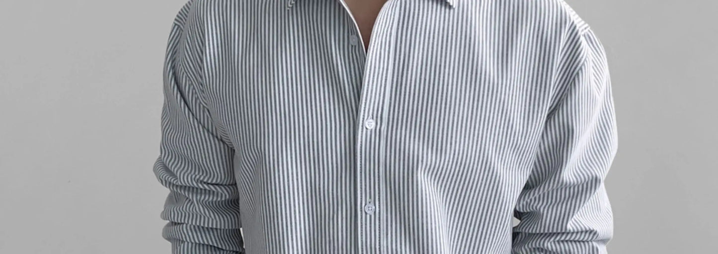 The Osaka Chill Striped Shirt - Oversized Striped Shirt – Blue & White Button Down Alex Shogun Men's Clothes