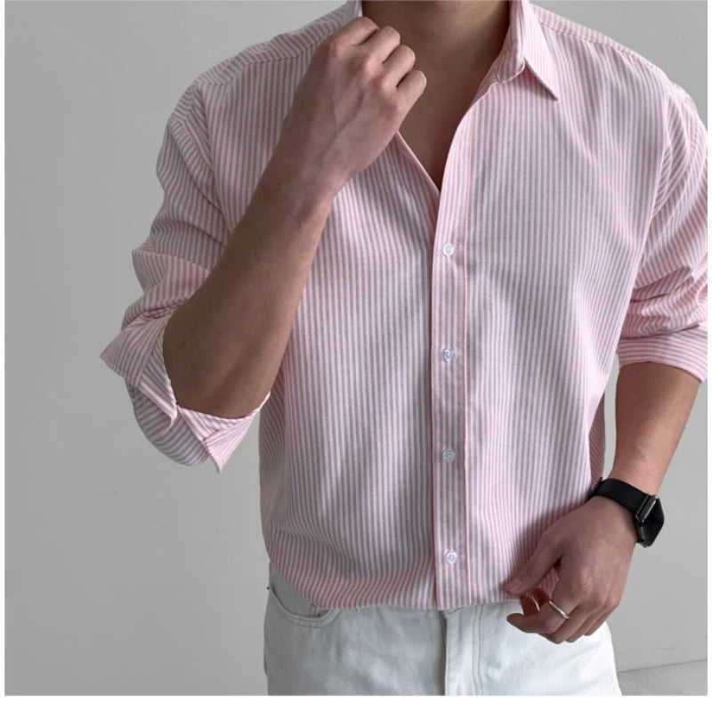 The Osaka Chill Striped Shirt - Oversized Striped Shirt – Blue & White Button Down Alex Shogun Men's Clothes