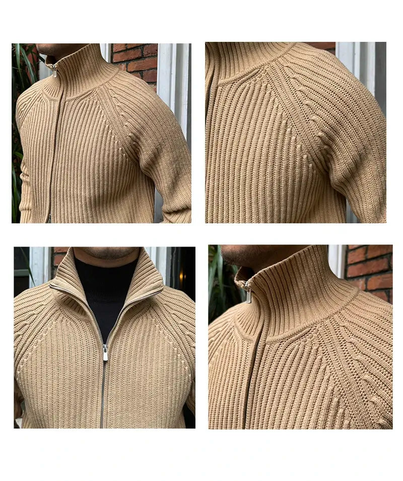 Vintage Luxe Ribbed Knit Jacket - Vintage Luxe Ribbed Knit Jacket | Men's Autumn & Winter Knitwear Alex Shogun Men's Clothes