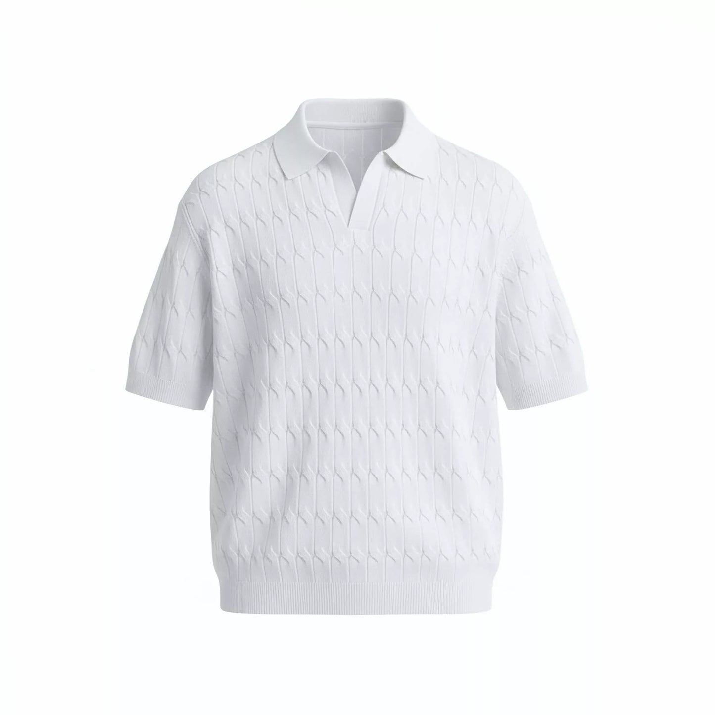 Knitted Jacquard Polo Shirt - Knitted Jacquard Polo Shirt Alex Shogun Men's Clothes