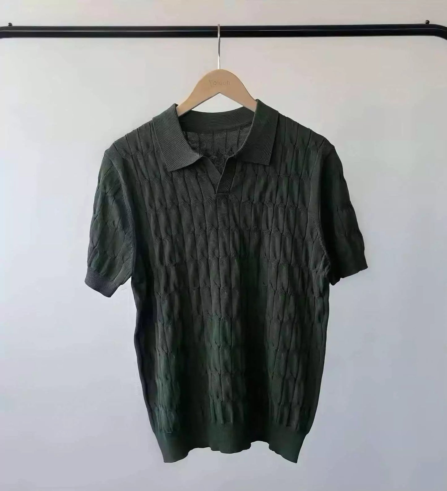 Knitted Jacquard Polo Shirt - Men's Slim Fit Polo Shirt - Knitted Jacquard, Breathable Alex Shogun Men's Clothes