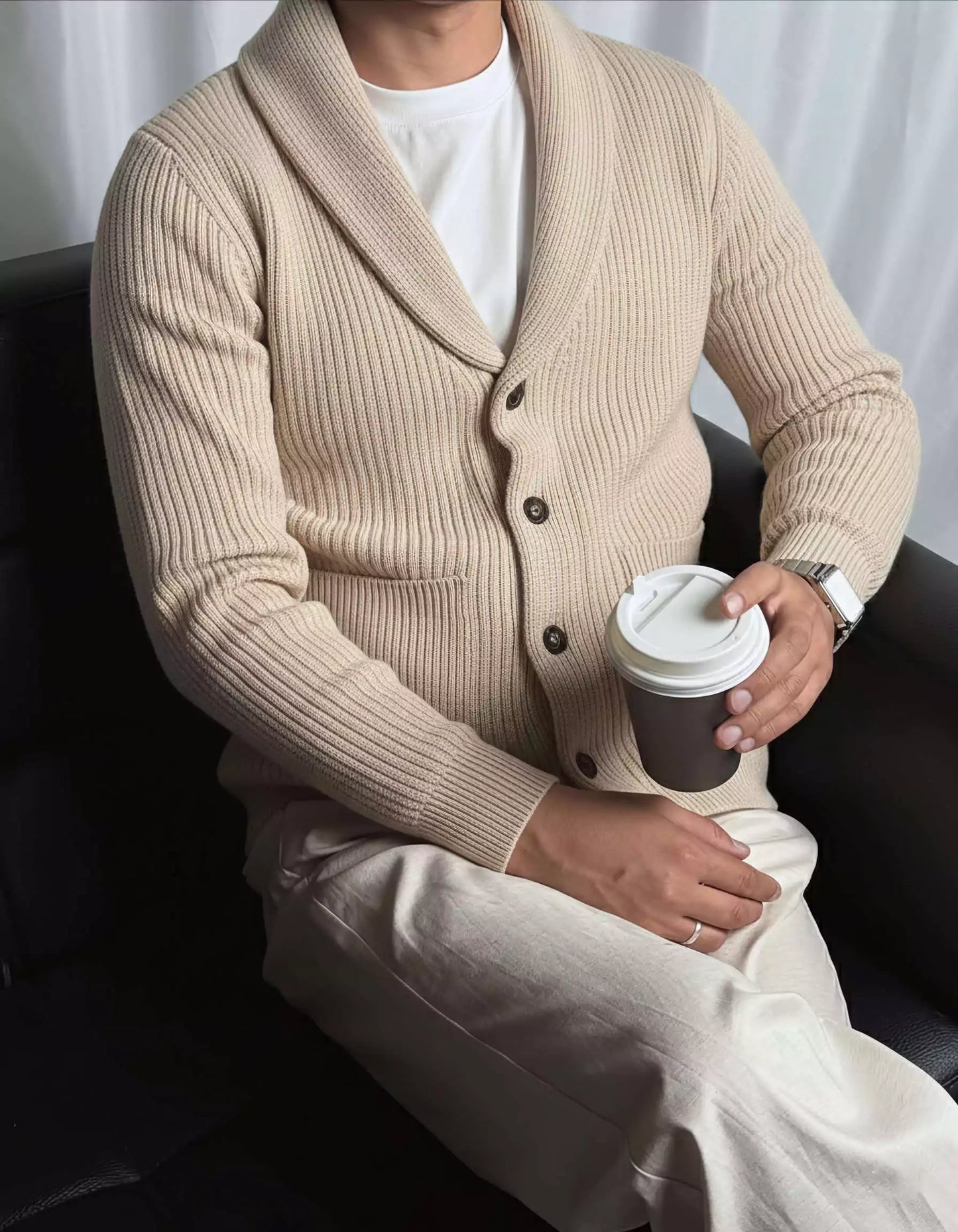Gentleman Shawl Collar Cardigan - Gentleman Shawl Collar Cardigan Alex Shogun Men's Clothes
