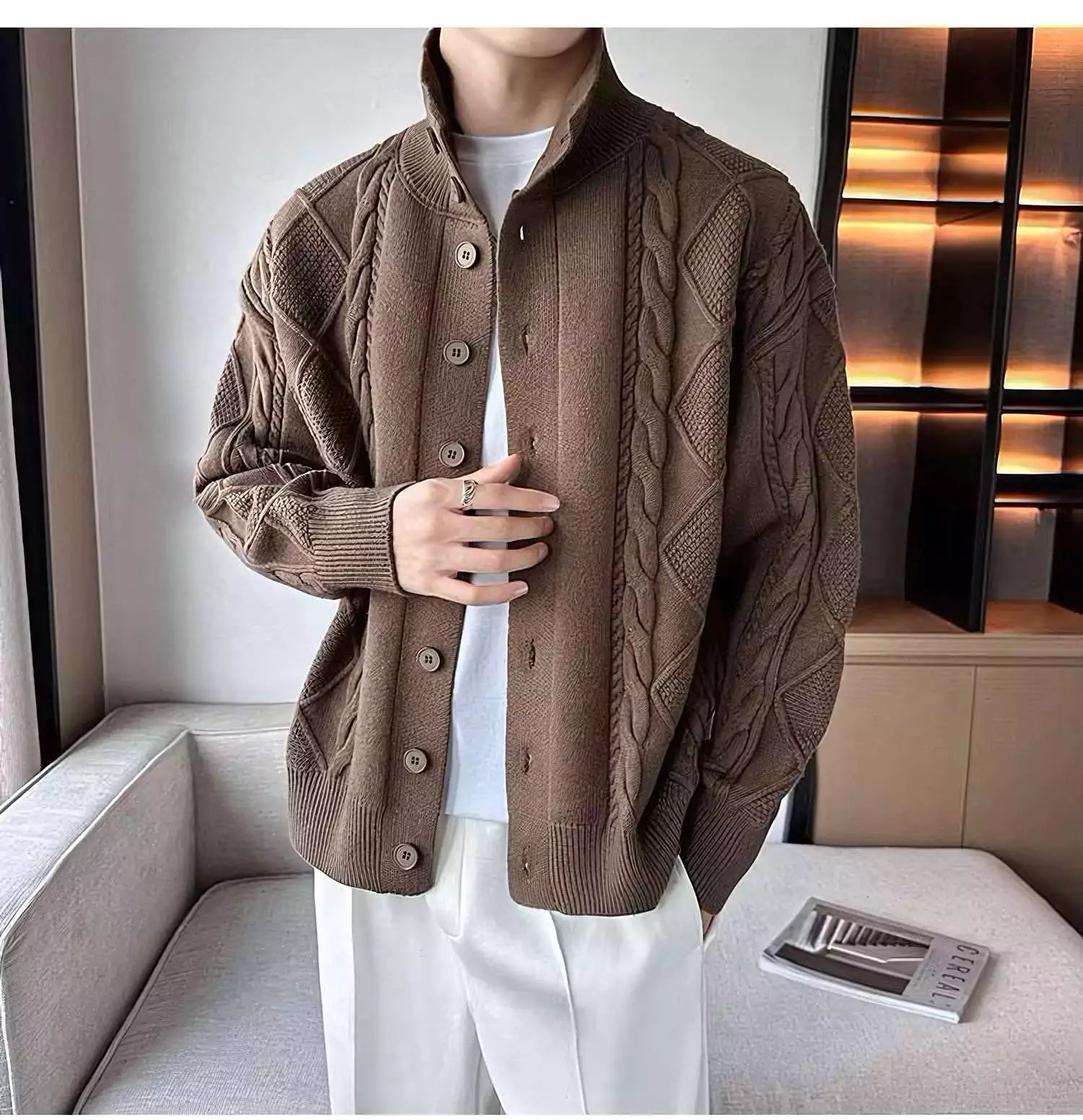 Modern Knit Cardigan - Modern Knit Cardigan - Elevate Your Winter Wardrobe Alexshogun Men's Clothes