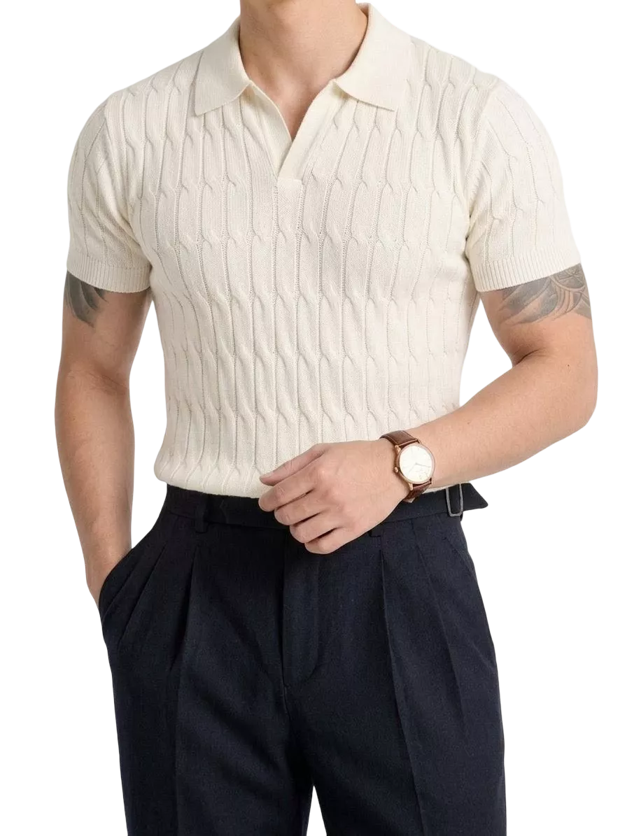 Men's Knitted Jacquard Polo | Masculine Classic | Alex Shogun