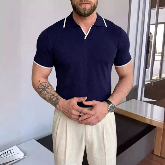Collar Trim Polo Shirt - Men's Trim Collar Polo Shirt | Classic Masculine Style | Alex Shogun Alex Shogun Men's Clothes
