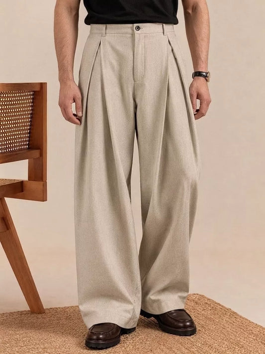 The Ambassador Wide-Leg Trousers — Pleated