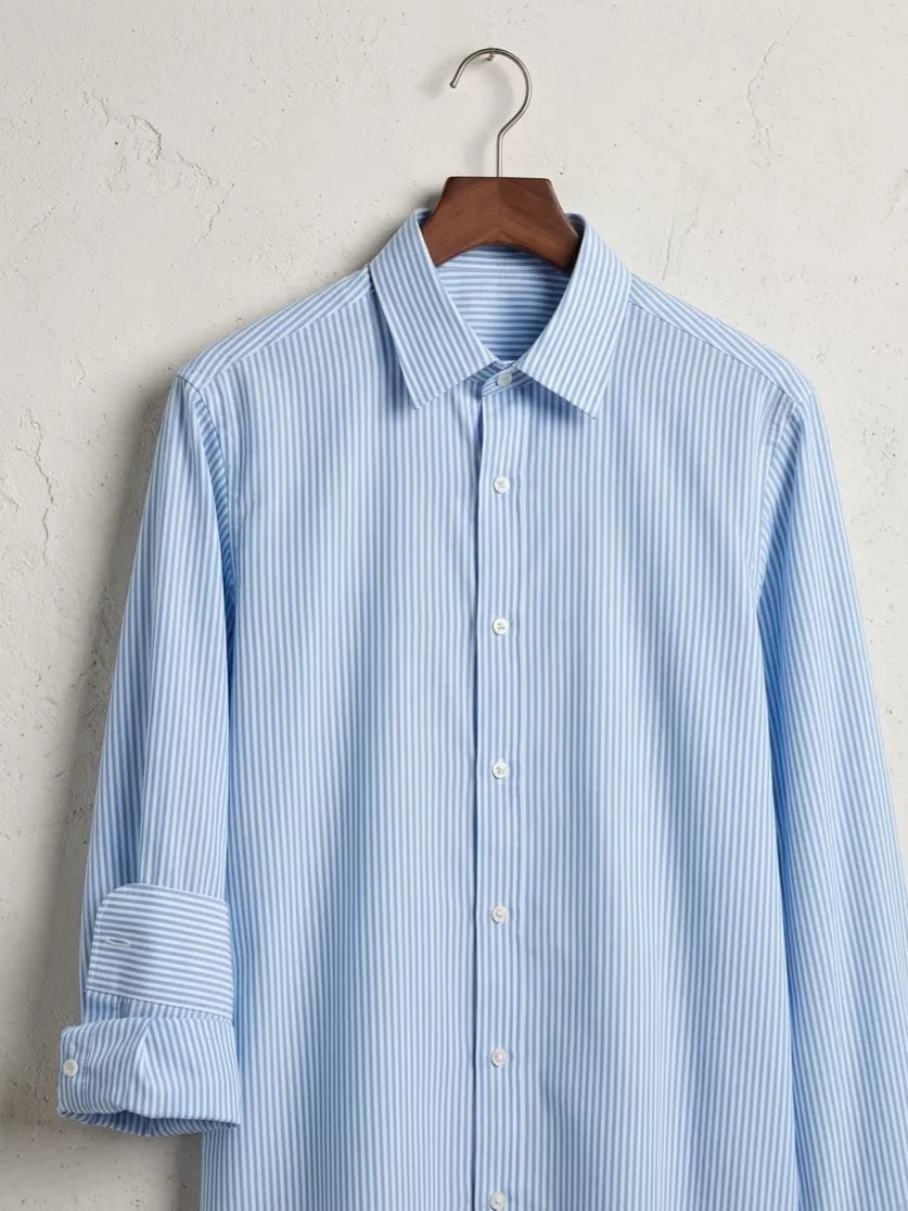 Basic Striped Shirt - Men's Blue White Striped Shirt | Classic Button Down | Alex Shogun Alex Shogun Men's Clothes