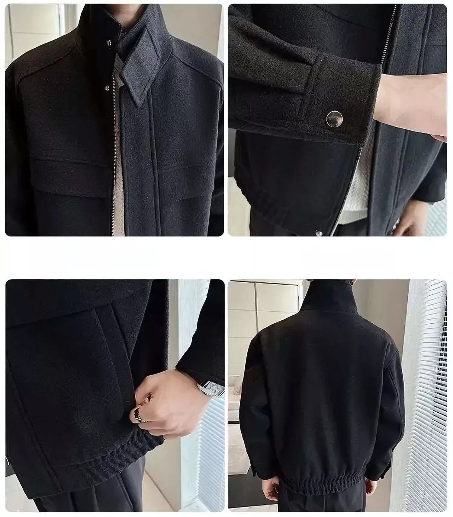 The Elite Stand Collar Woolen Jacket - The Elite Stand Collar Woolen Jacket Alex Shogun Men's Clothes