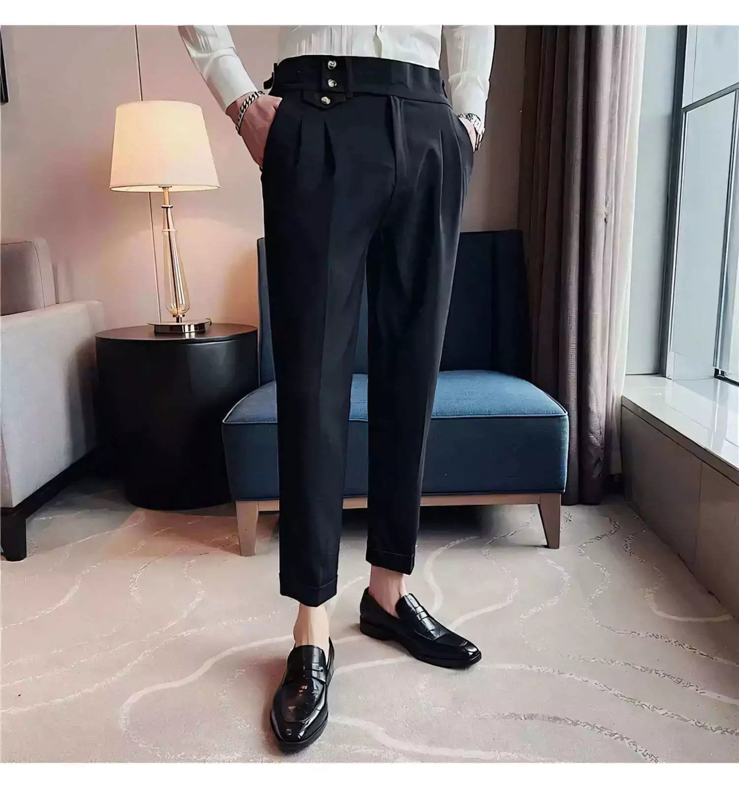 The Wellington Tailored Trouser - Elevate Your Style with Men's High Waist Suit Trousers | All-Season Alex Shogun Men's Clothes