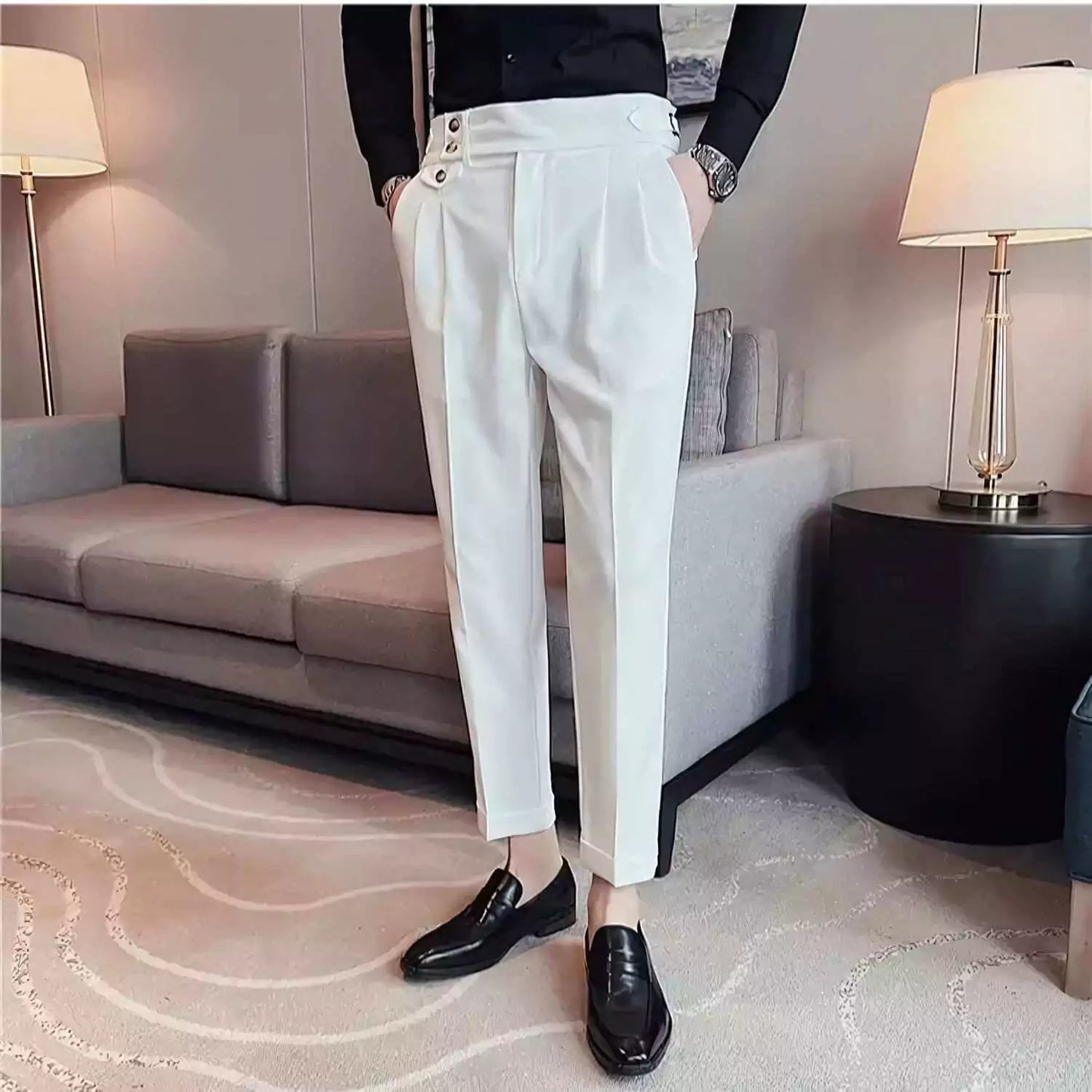 The Wellington Tailored Trouser - Elevate Your Style with Men's High Waist Suit Trousers | All-Season Alex Shogun Men's Clothes