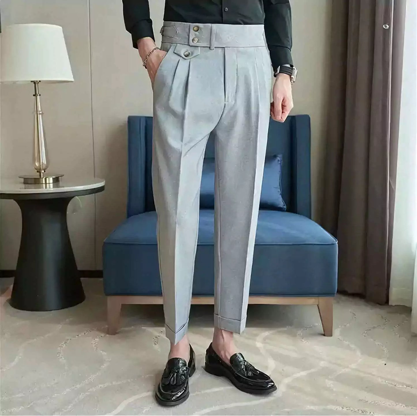 The Wellington Tailored Trouser - Elevate Your Style with Men's High Waist Suit Trousers | All-Season Alex Shogun Men's Clothes