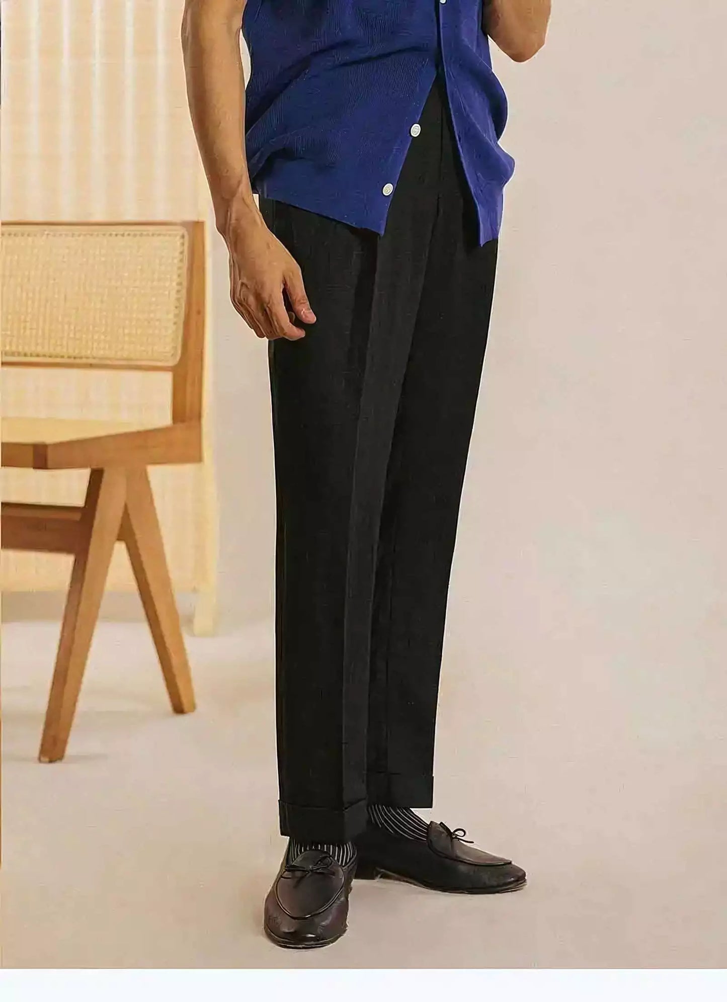 The Amalfi Linen Dress Pants - The Amalfi Linen Dress Pant | Men's High Waisted Trousers | AlexShogun Alex Shogun Men's Clothes