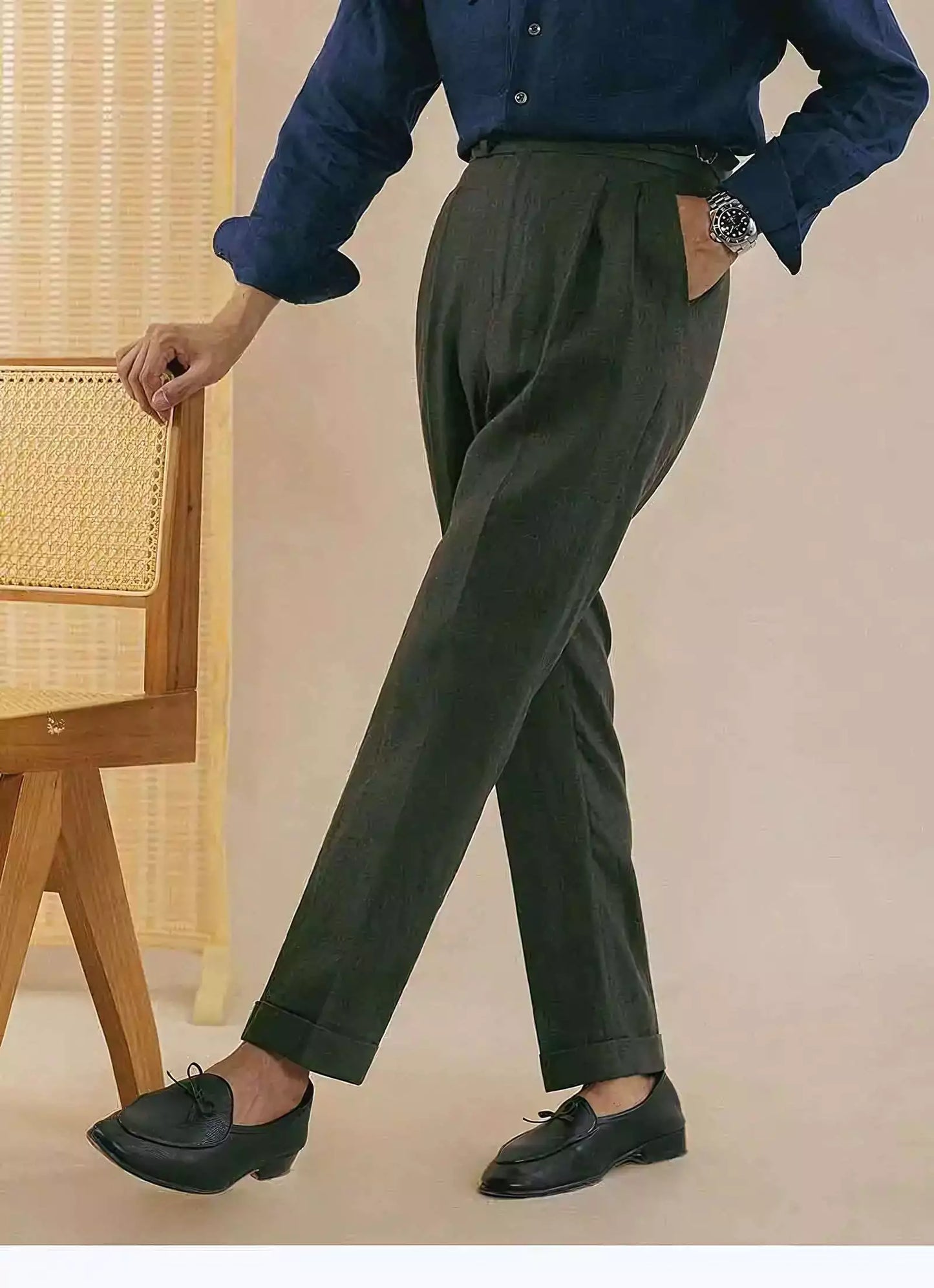 The Amalfi Linen Dress Pants - The Amalfi Linen Dress Pant | Men's High Waisted Trousers | AlexShogun Alex Shogun Men's Clothes