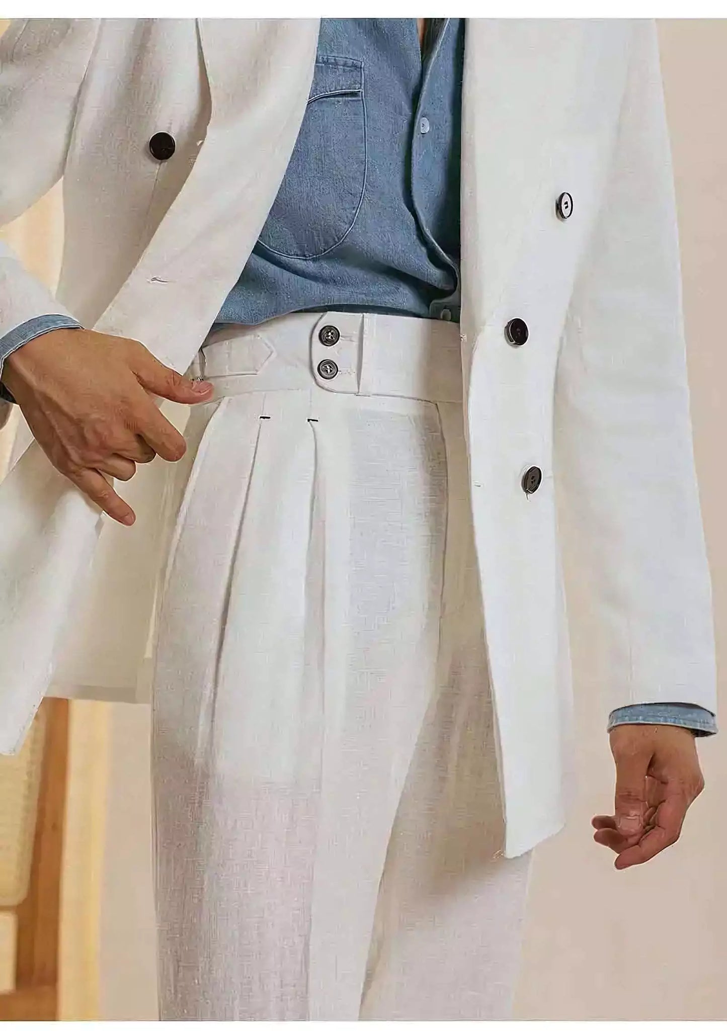 The Amalfi Linen Dress Pants - The Amalfi Linen Dress Pant | Men's High Waisted Trousers | AlexShogun Alex Shogun Men's Clothes
