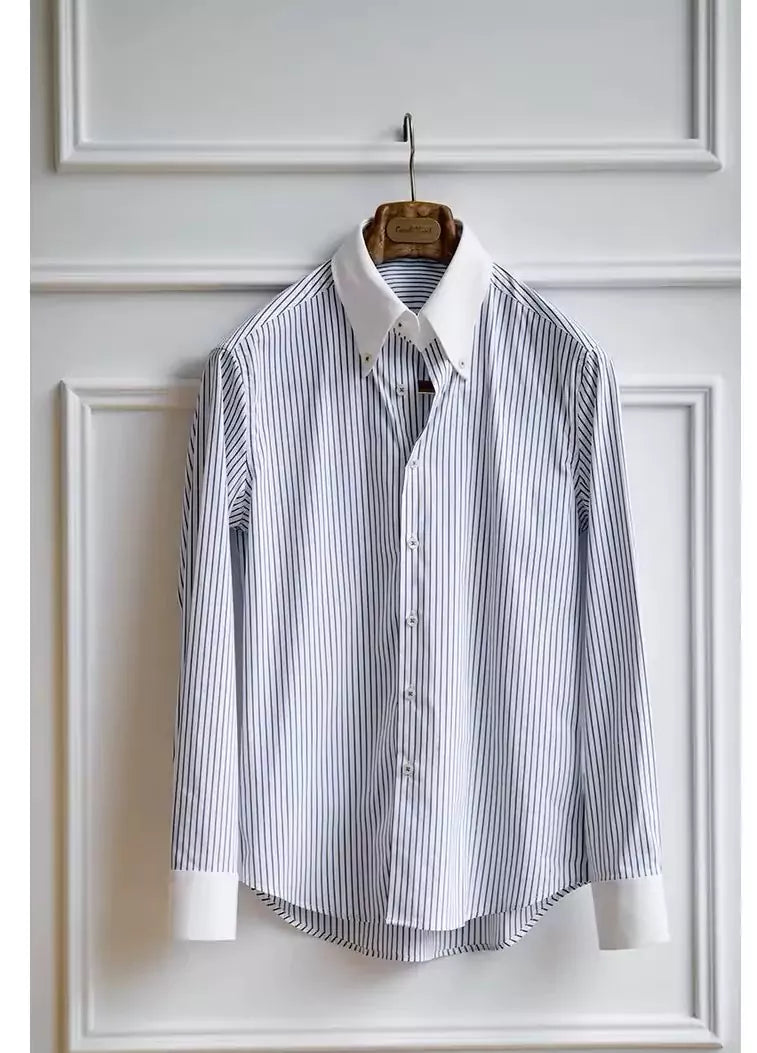 -The Bentley Stripe Shirt - The Bentley Stripe Shirt | High-Quality British Dress Shirt Alex Shogun Men's Clothes