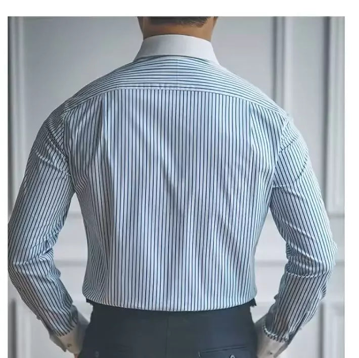 -The Bentley Stripe Shirt - The Bentley Stripe Shirt | High-Quality British Dress Shirt Alex Shogun Men's Clothes