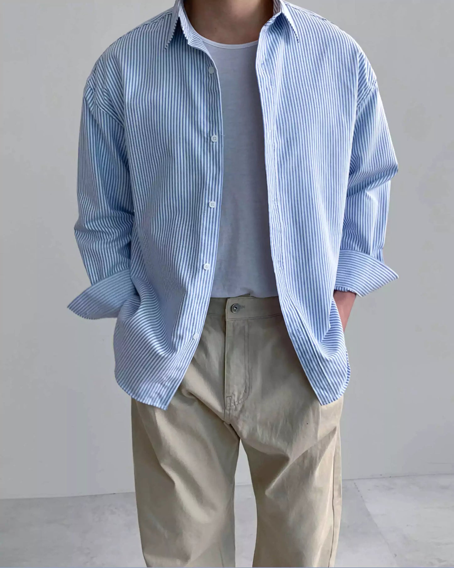 The Osaka Chill Striped Shirt - Oversized Striped Shirt – Blue & White Button Down Alex Shogun Men's Clothes