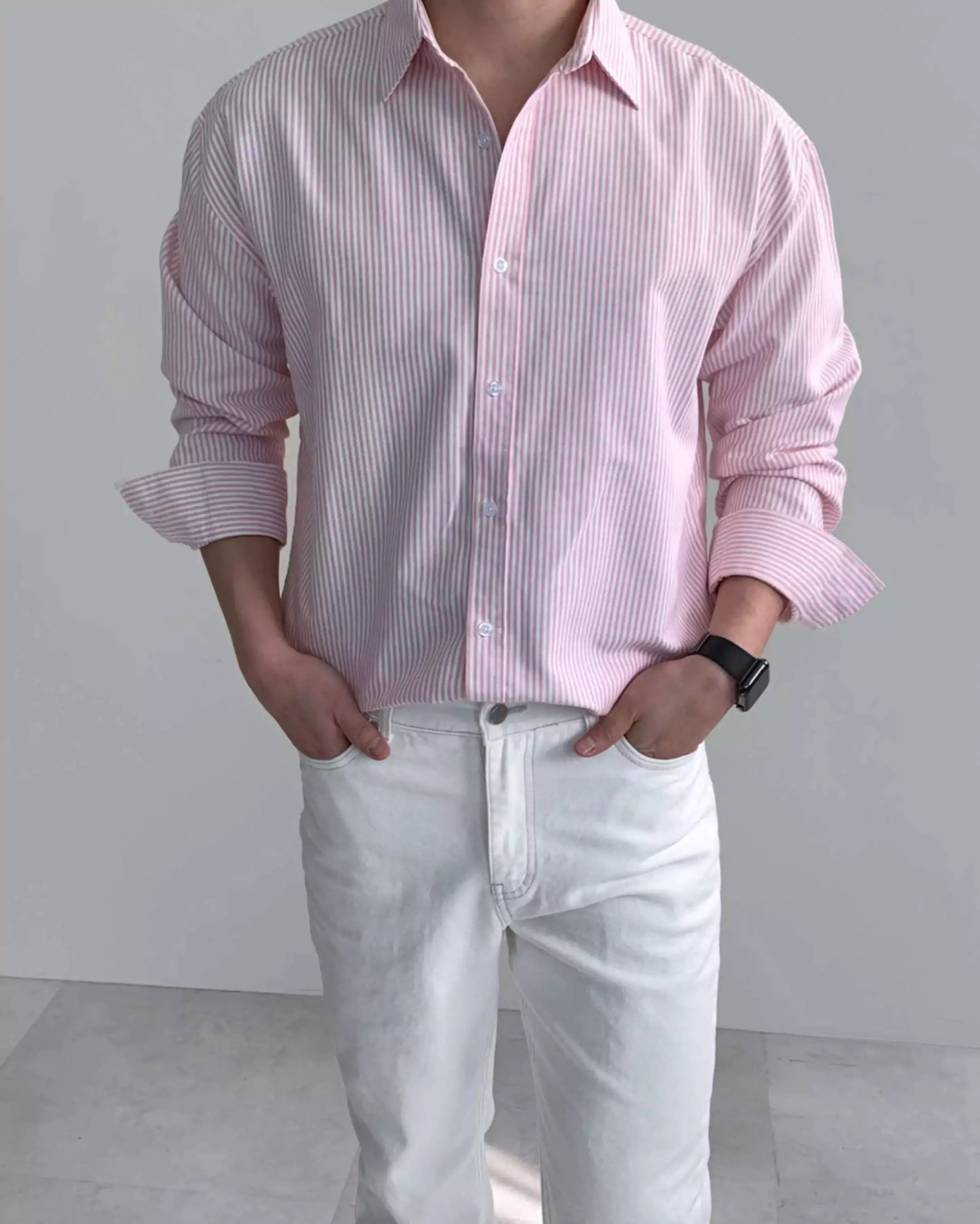 The Osaka Chill Striped Shirt - Oversized Striped Shirt – Blue & White Button Down Alex Shogun Men's Clothes